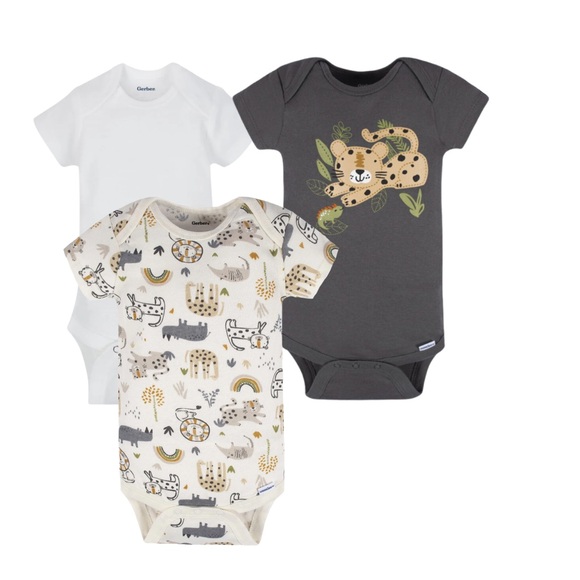 *NEW Gerber Bundle 6-Pack Baby Boys Camping Short Sleeve Onesies® Bodysuits - Picture 3 of 14